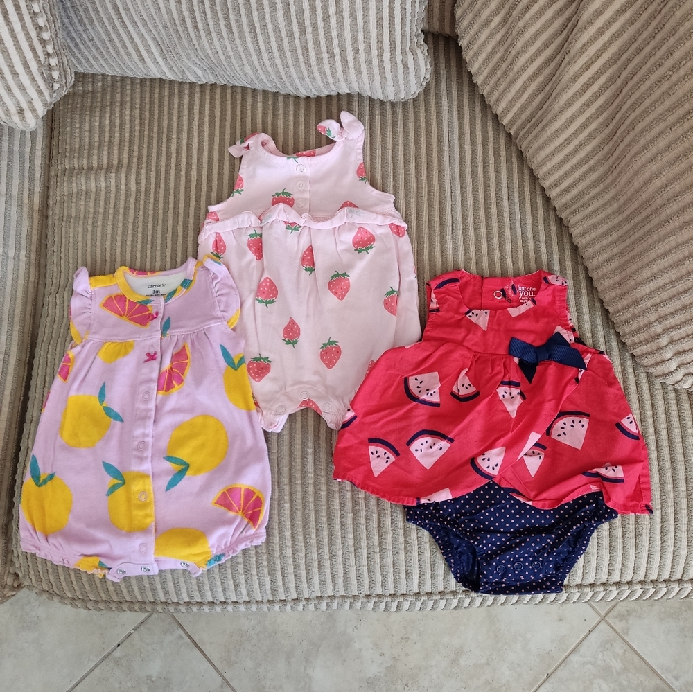 Carter's Fruit-Themed Baby Rompers Set Size 3 months